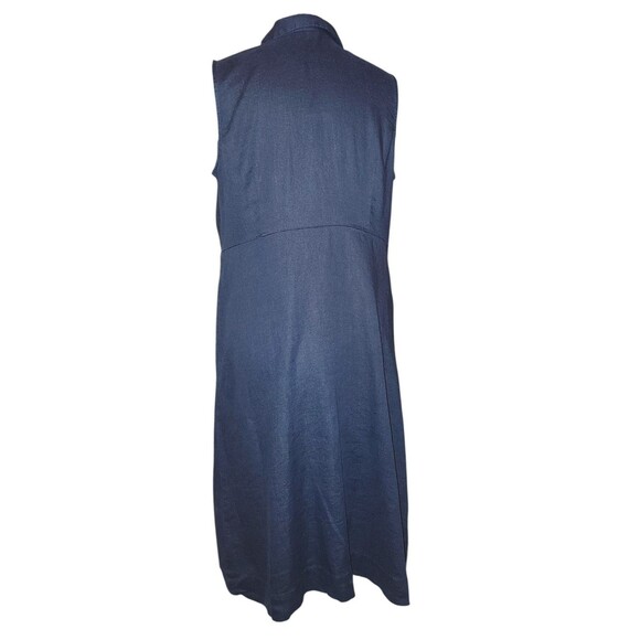 J. Jill Midi Shirt Dress, Navy Blue, Linen, Sleeveless, Tie Front, Sz LP - Picture 8 of 8